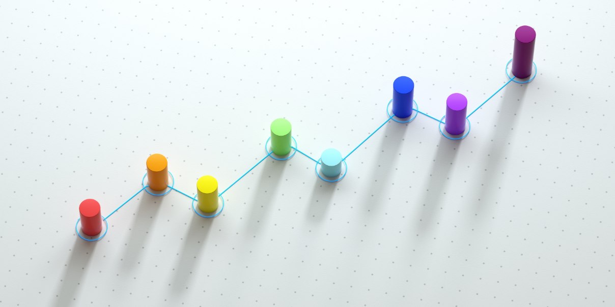 Cylindrical Colorful bars showing progress