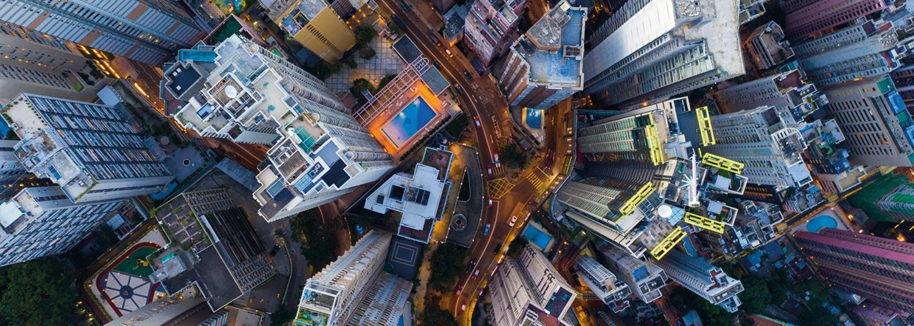 building view in city from top