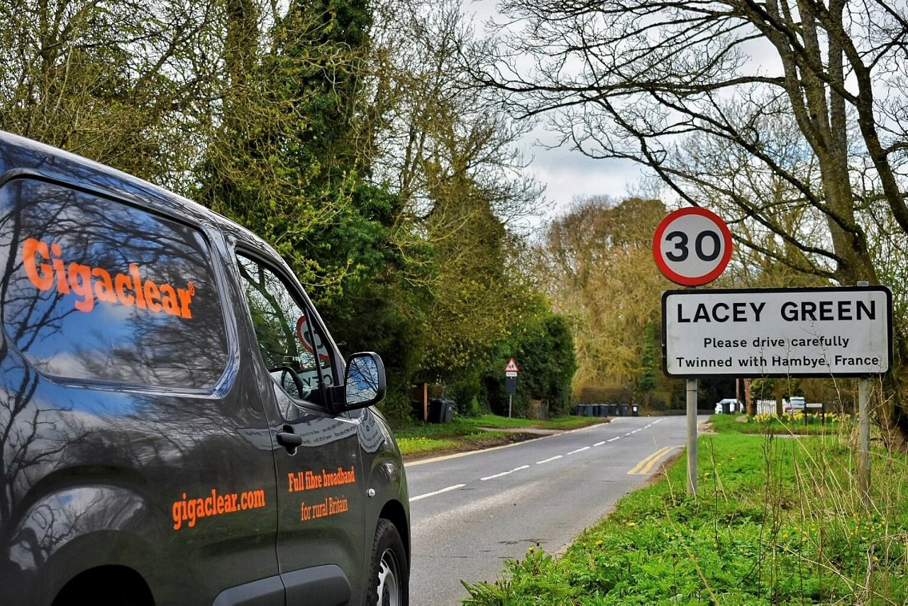 Gigaclear van driving along country road