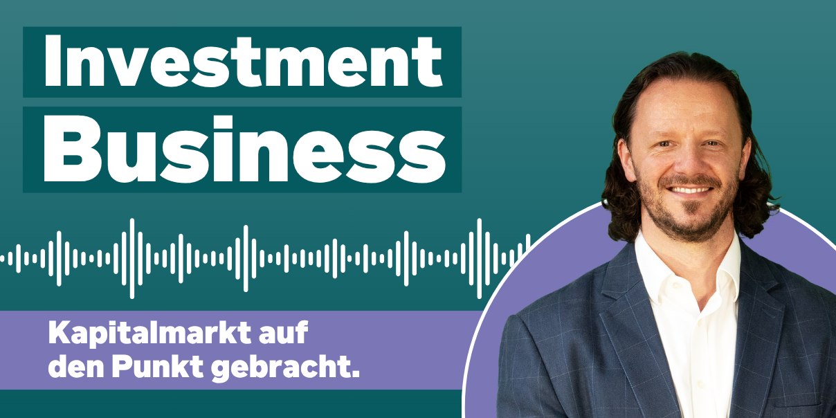 An investment-themed graphic featuring the text "Investment Business," an audio waveform, and the name "Ivan Domjanic, CFA.