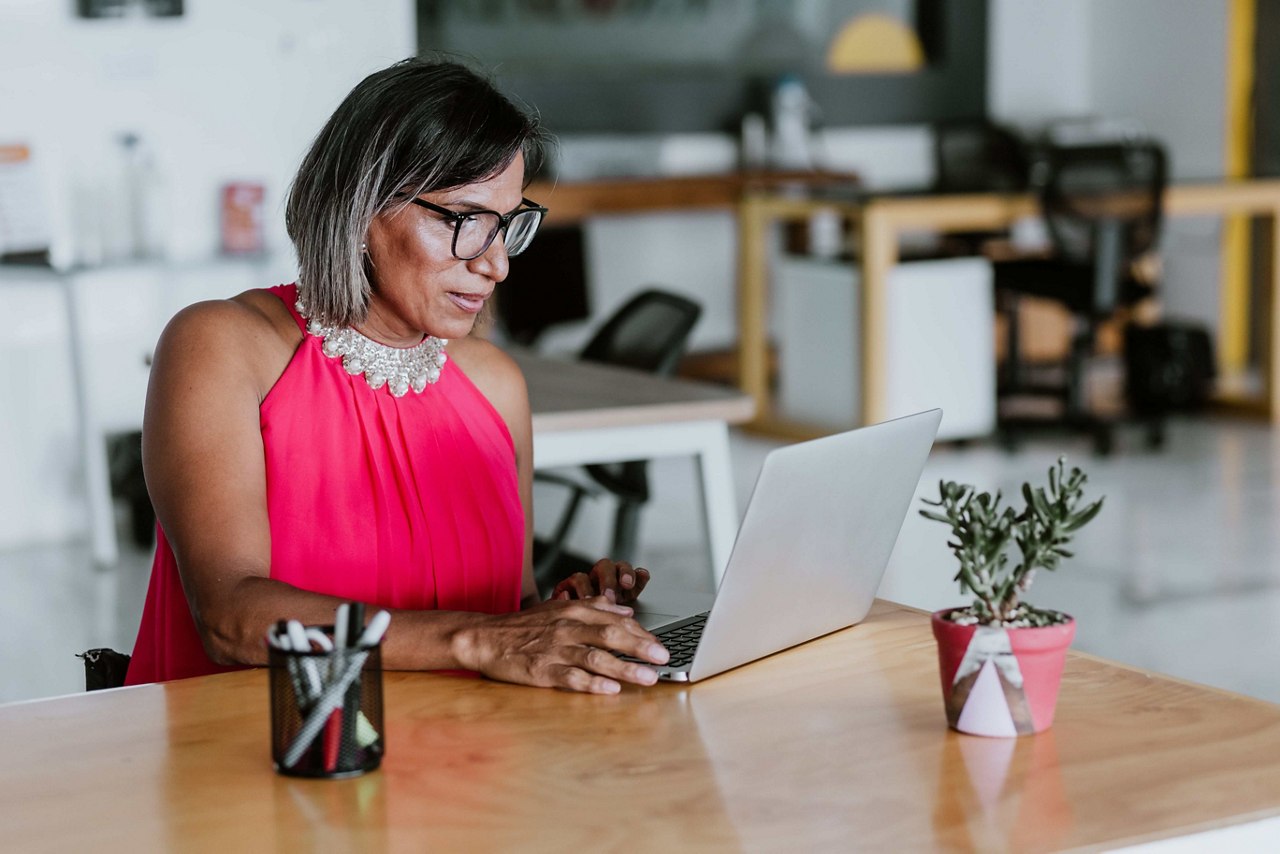 woman working with computer at the office in Mexico Latin America