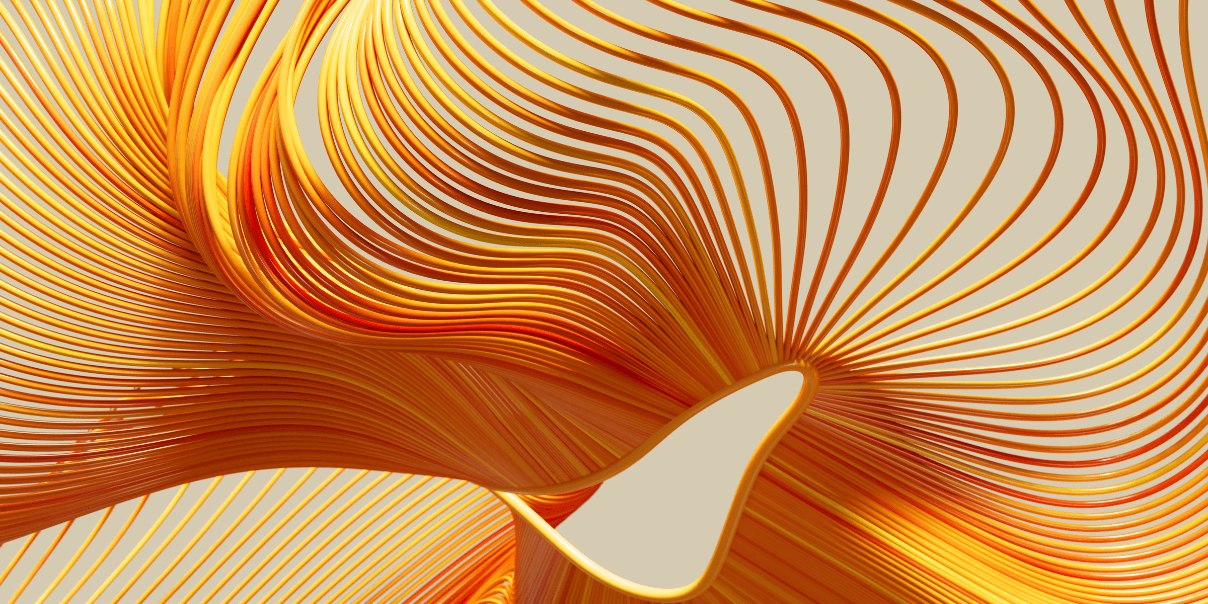 Elegant orange and gold linear waves on a light backdrop, representing growth, flexibility, and strategic investment concepts.