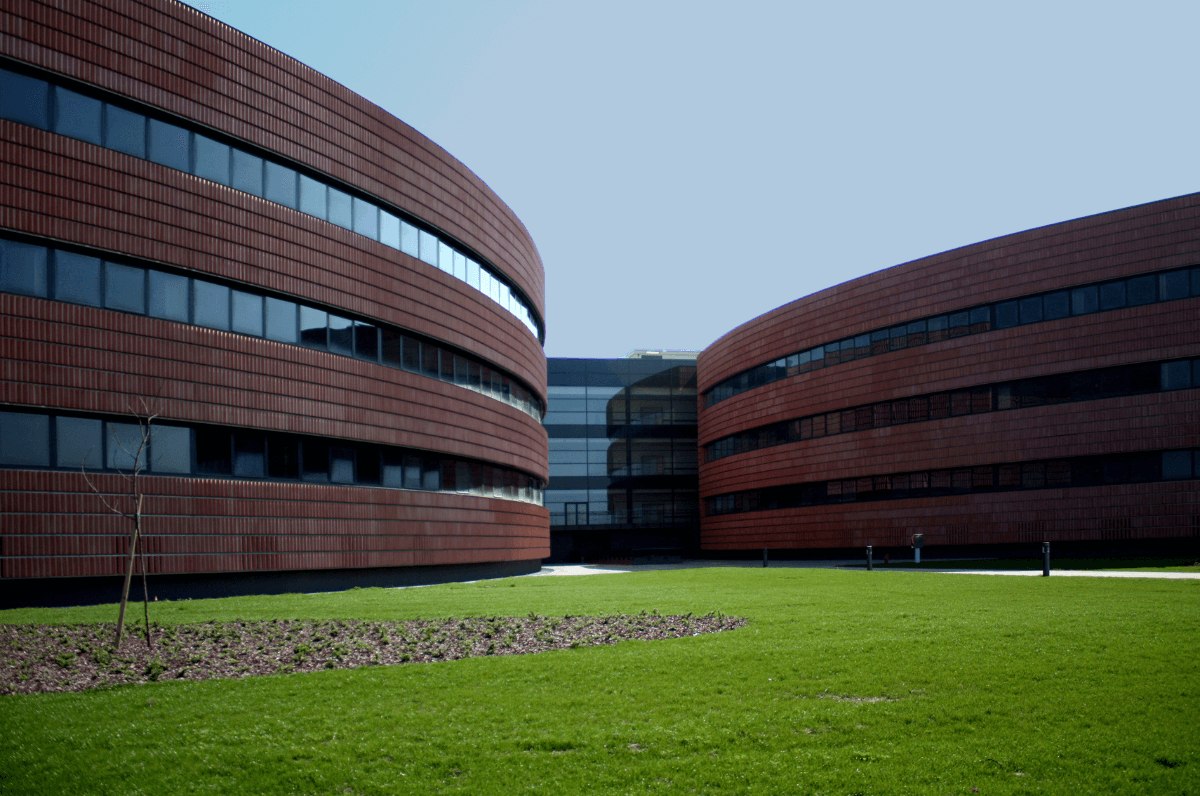 garden with glass auditorium