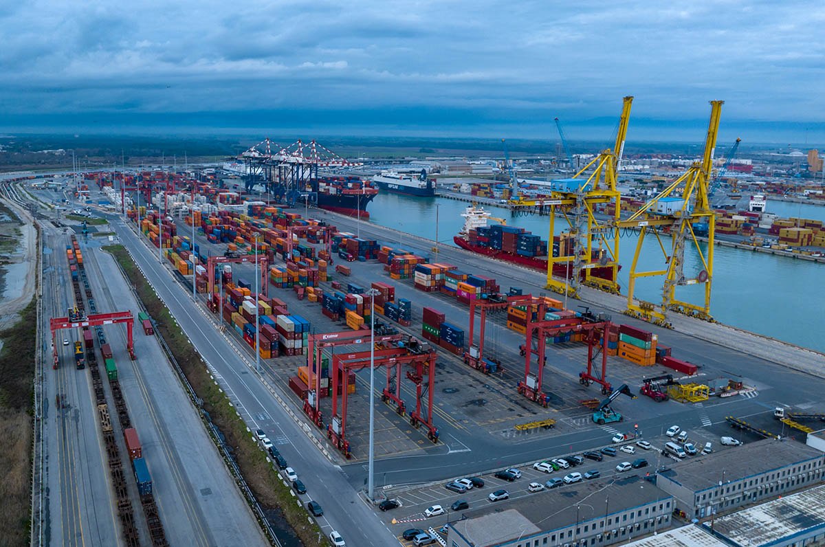 Container yard at dock