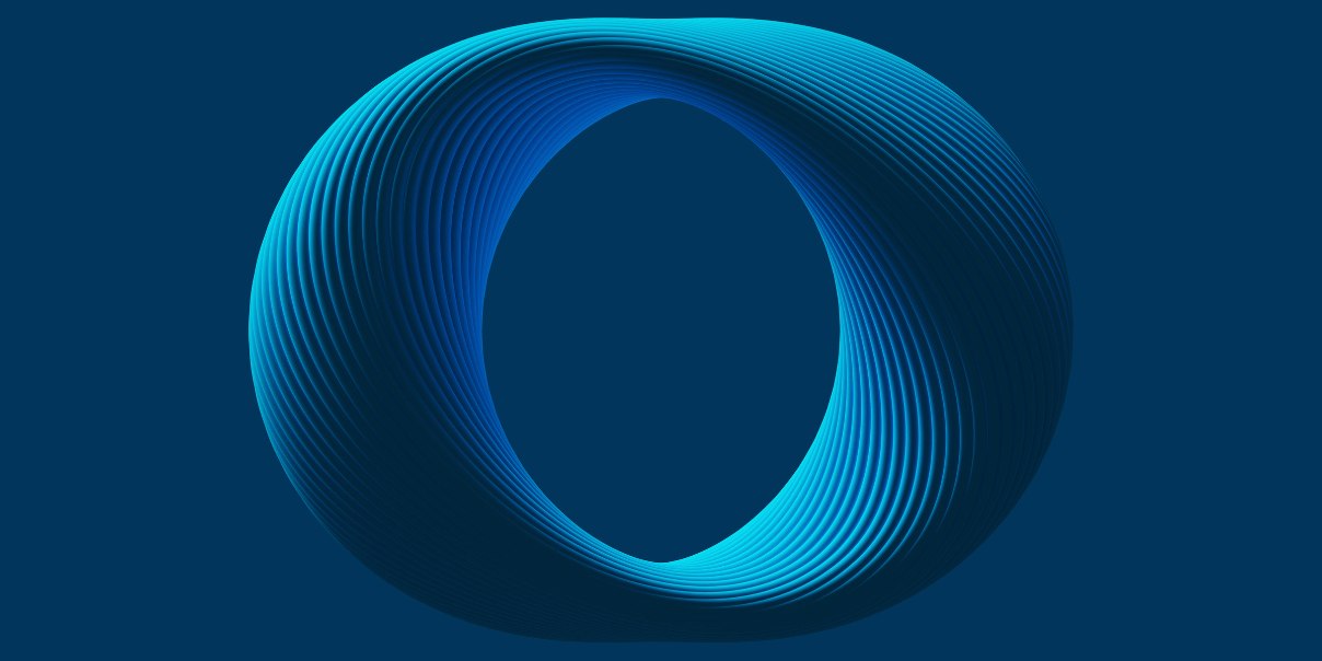 Twisted blue circular hoop with dark blue background